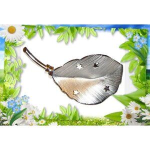 Binder Brothers Sterling Silver Leaf‎ Brooch with Stars